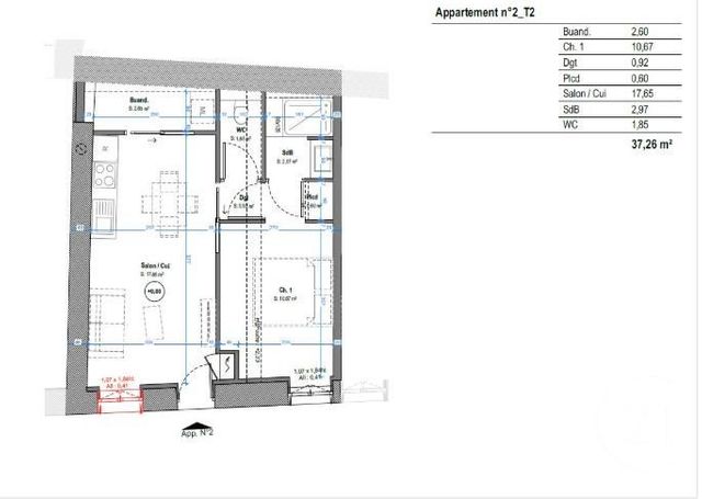 Afficher la photo en grand Appartement F2 à vendre - 2 pièces - 37.1 m2 - ST GENIS LAVAL - 69 - RHONE-ALPES - Century 21 Hestia Ldi